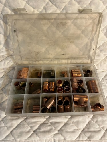 Copper Plumbing Fittings Lot Elbows Couplings Tees Reducers Assorted