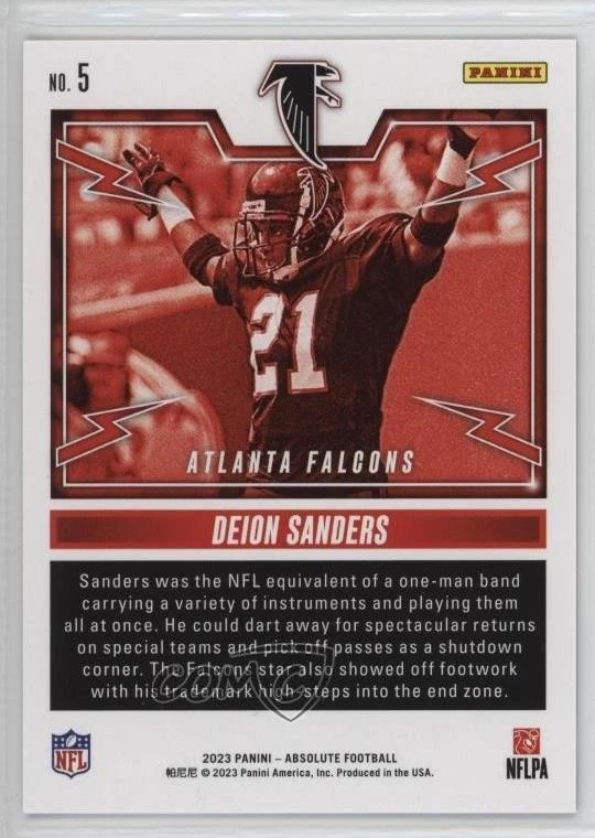 2023 Panini Absolute Rock Out Green Spectrum /25 Deion Sanders #5 HOF - Image 2 of 2