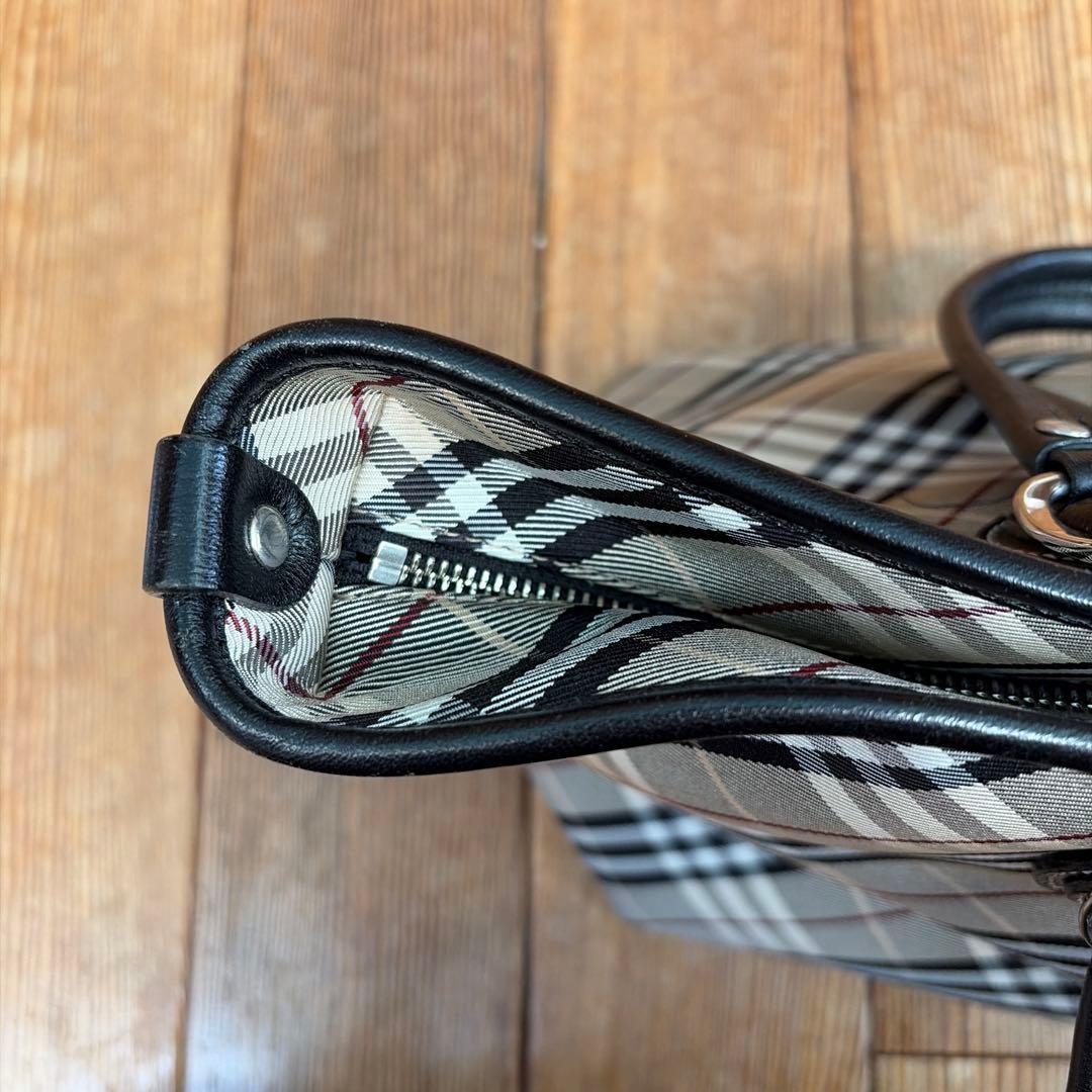 Burberry Blue Label Tote Bag Nova Check Beige Canvas Leather Handbag Bag New thumbnail 22