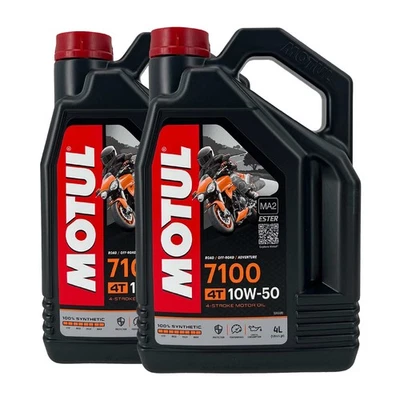 MOTUL 7100 SAE 10W-50 4T Huile De Moto API SP, JASO MA2, 2x4 Litres - Photo 1/3