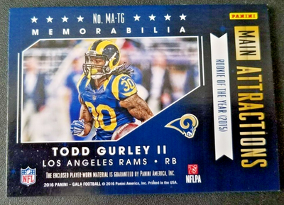 Todd Gurley 2016 Panini Gala Main Attractions Jersey Patch 13/25