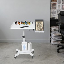 Versatile Rolling Tool Tray Cart, Tray Cart with Rotatable Table Station