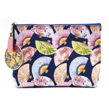 Punch Studio Canvas Pouch Bag Fan/Blue Chinoiserie Garden