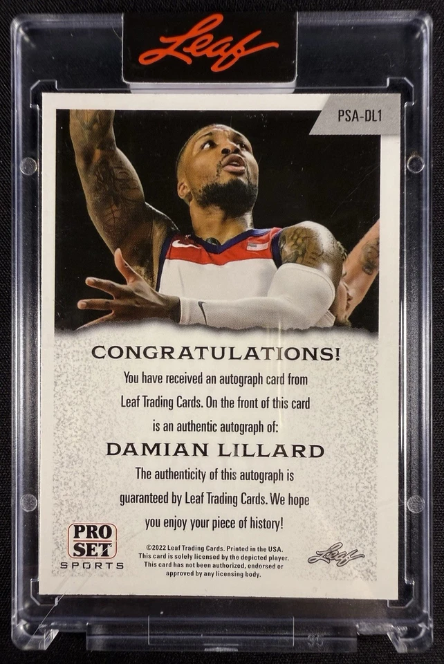 2022 Leaf Pro Set Damian Lillard Autograph Auto /6 #PSA-DL1 USA Basketball - Image 2 of 2