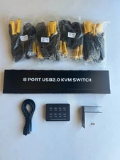 NEW 8-Port USB 2.0 VGA KVM Switch with Cables and Desktop Controller - 1920×1440