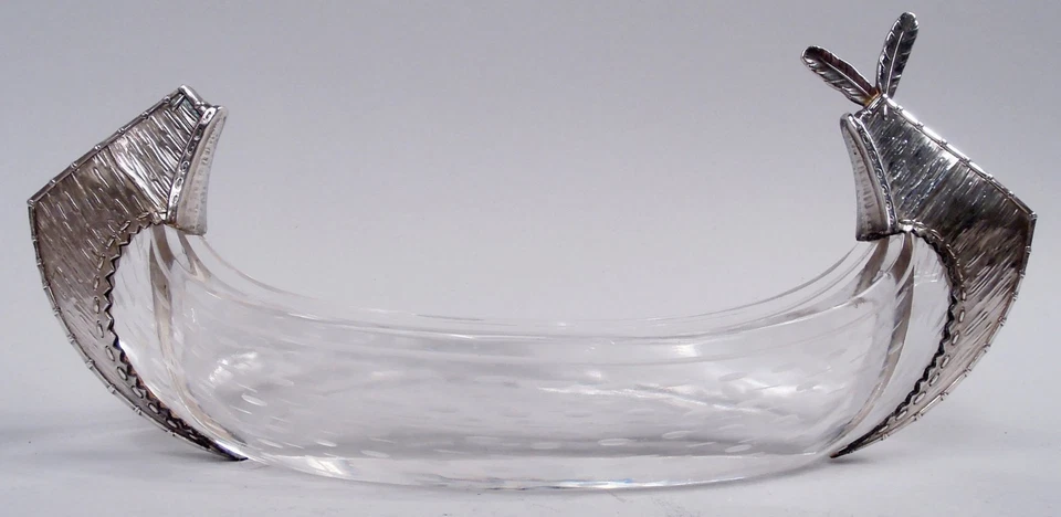 Antiguo plato de olivo 50 renacimiento colonial canoa india americana plata de ley Foto 2 de 4