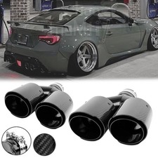 2pcs Carbon Fiber Dual Exhaust Tip 3 In 4 Out Tail Muffler For Scion Fr-s Gt86