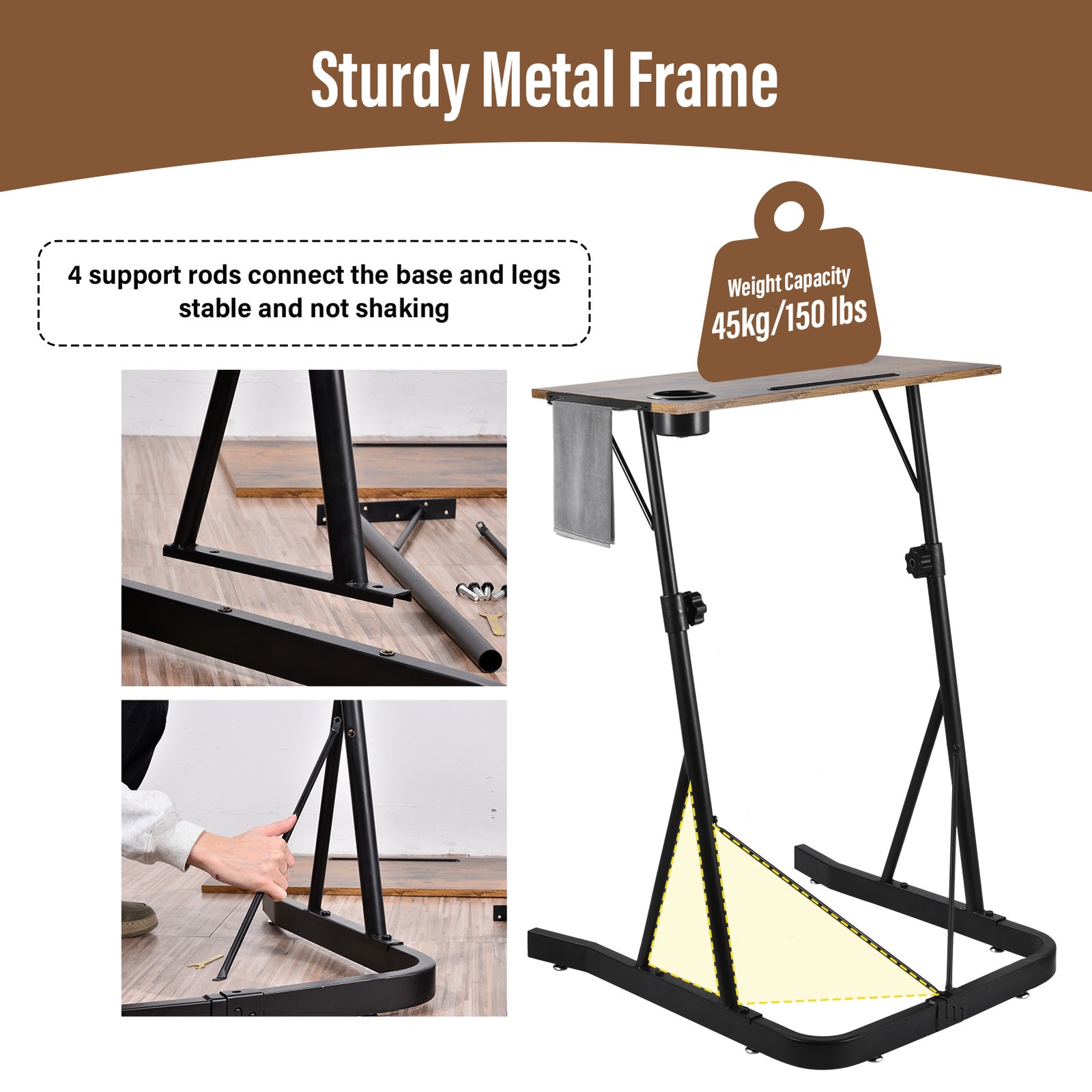 Adjustable Bike Trainer Fitness Desk, Workstation Standing Desk for Indoor Cycli