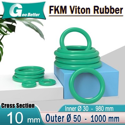 10mm Cross Section O Rings FKM Fluorine Rubber 30-980mm ID Oil Resistant Seals