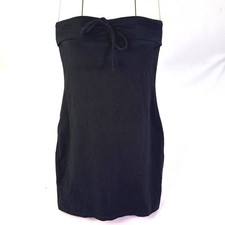 Wild Fable Womens Black Strapless Fold Over Tie Front Bodycon Mini Tube Dress M