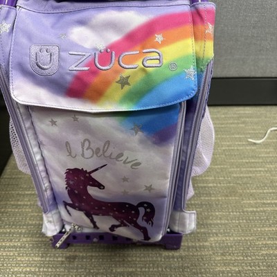 ZUCA Figure Skating Bag Purple Frame and Rainbow Unicorn Insert
