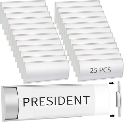 25 Pack Aluminum Name Plate Holders 8x3 Door Wall Office Sign