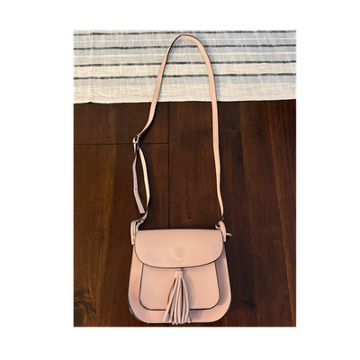 Blush Pink Leather Crossbody Purse Tassel Bag Made In Italy Small