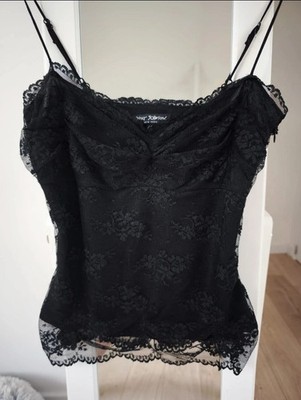 Betsey Johnson Top schwarz Spitze Vintage Y2K verstellbare Träger XS
