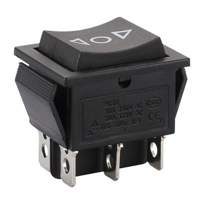 1-Pack Momentary Rocker Switch, KCD2-223 (On)/Off/(On) DPDT 6-Pin 16A 250VAC,20A