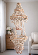 Natural Seashell Chandelier Boho Coastal Hanging Shell Mobile Beach Decor