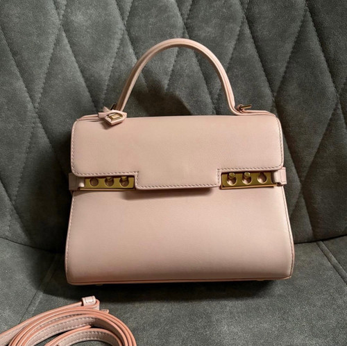 DELVAUX Tempete PM Light Pink Silky Calf Leather Shoulder Handbag