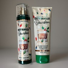 Bath Body Works COZY VANILLA BOURBON Body Mist Hydration Body Cream Set of 2