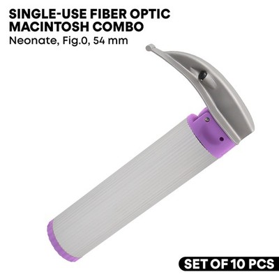 Fiber Optic Laryngoscope Macintosh Combo Blade & Handle Intubation Pack of  10