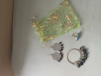 Mystical Egyptian Oasis: Handmade Gemstone Dangle Earrings & Bracelet Set