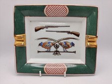 Cigar Ashtray Porcelain Change Tray Pheasant Bird & Hunting Rifles Design S8425