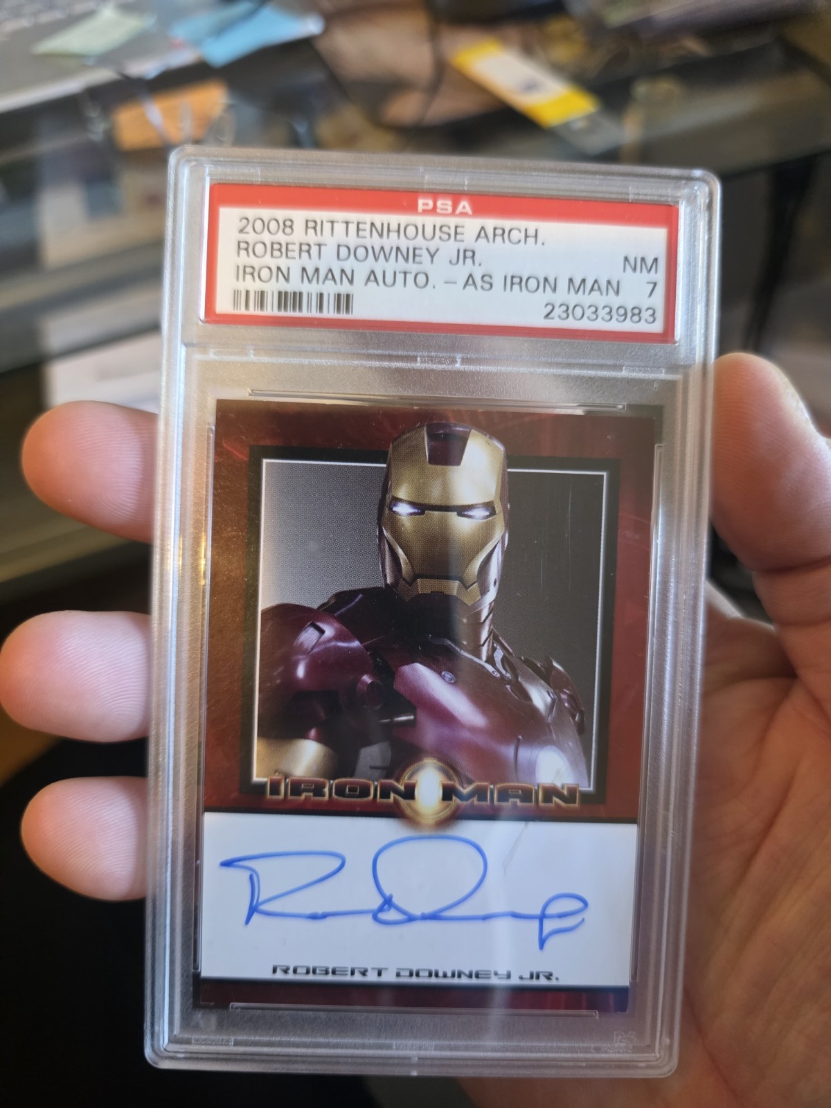 Beautiful AUTO! Robert Downey Jr. 2008 Rittenhouse Iron Man Rookie PSA 7 view 3