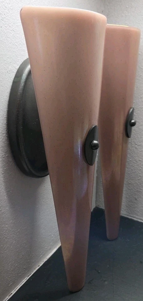 Neidhardt Lighting Wall Sconces Set Of 2 Purple Iridescence Glass Art Deco Style - Image 2 of 4