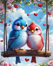 Paint by Number for Adult Kits, DIY Birds Oil Acrylic Painting Kits for Adults B