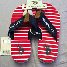 U.S. Polo Assn. Thong Sandals Striped Red/White/Blue US Size 5-6 Y2795C