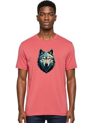 Wolf-Head-6 Mens Graphic Tee, 100% Cotton, Casual Summer Wear