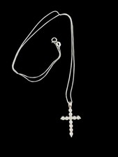 Beautiful 18K White Gold Chain With 18K Gold 1 Carat TW Cross Pendant Necklace