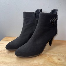 Stuart Weitzman Black Stretch Fabric Ankle Bo...