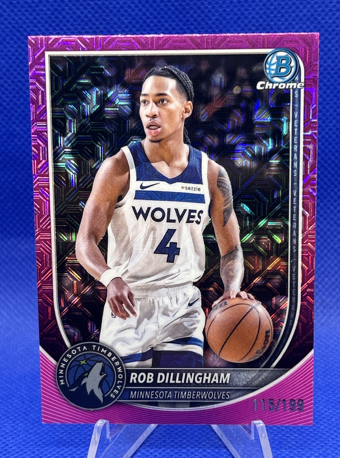 2025 Bowman Chrome Rob Dillingham Pink Mojo /199 Timberwolves