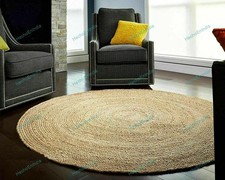 Indisch Bereich Jute Teppiche Hand Gewebt Rund Hippie 1.5x1.5m USA Position