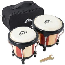 EastRock 4in & 5in Bongo Drum Set, Tunable Wood & Metal Percussion