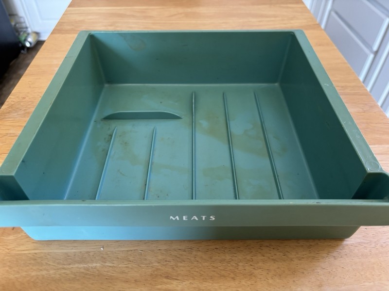Vintage 70s Refrigerator Meats Drawer - Seafoam Plastic Meat Storage Drawer