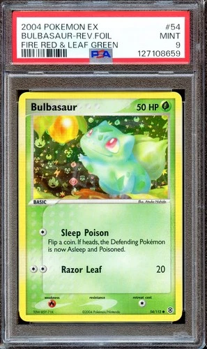 PSA 9 Bulbasaur 54/112 Reverse Foil Fire Red & Leaf Green EX Pokemon Card MINT