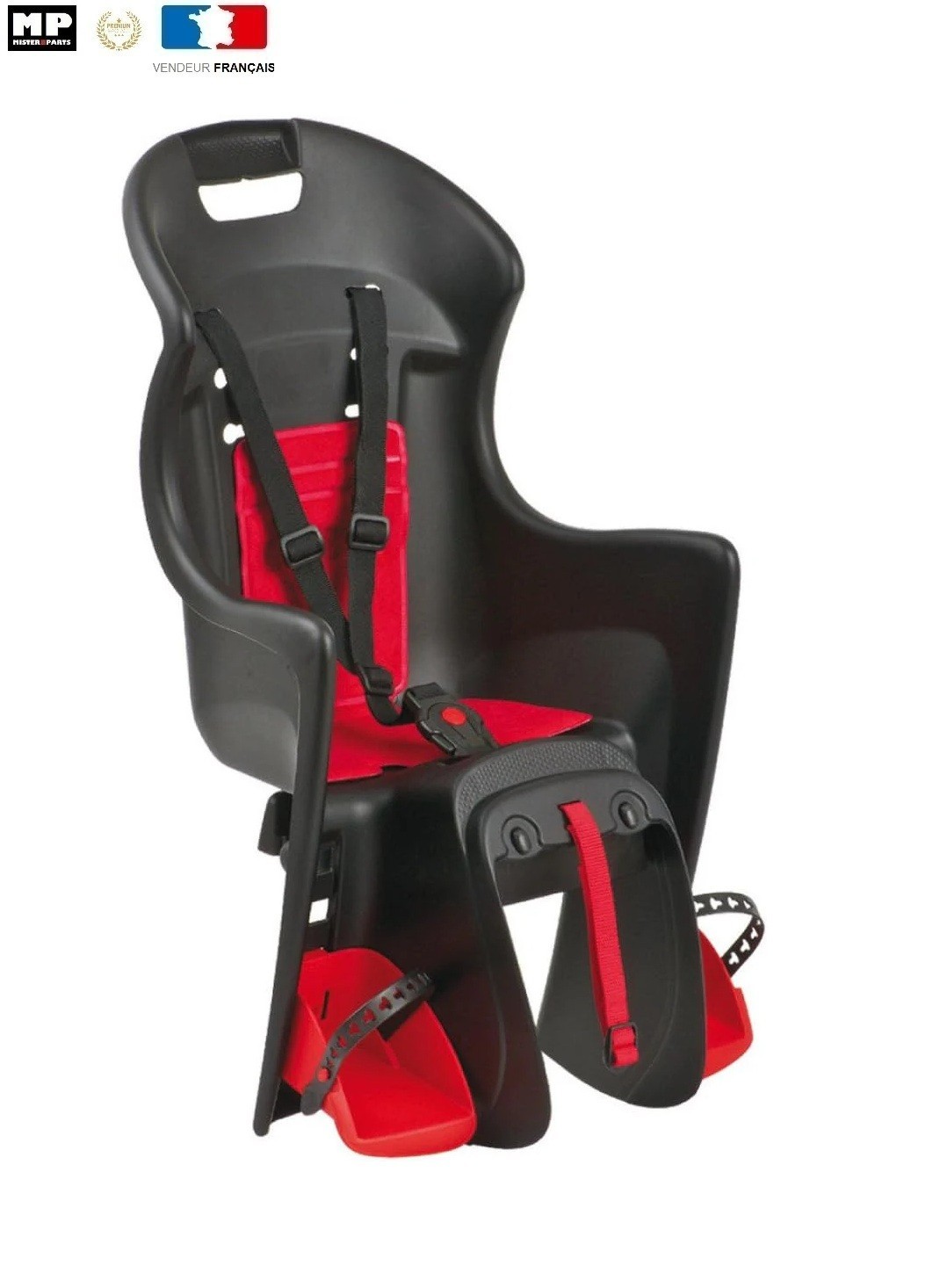 Porte-bébé vélo arrière BOODIE fixation porte-bagages rigide pour enfant de 9 à 22 kg noir