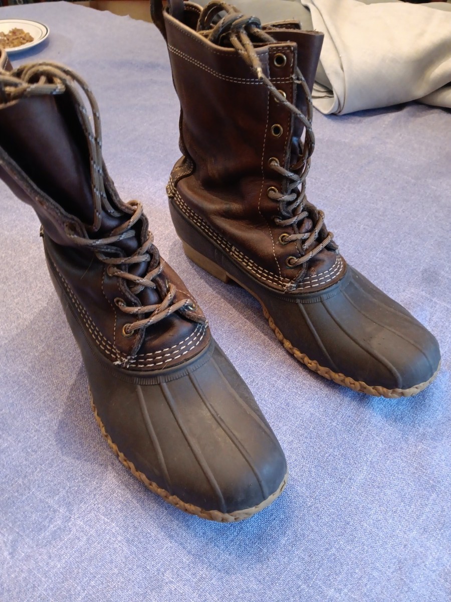 Ll Bean Boots Lined Duck Shoes LL Bean Lined Brown Leather Lace-up