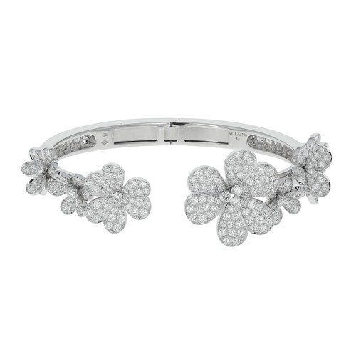 Van Cleef & Arpels Frivole 18k White Gold Diamond Cuff Bracelet
