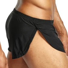 JOCKMAIL Nylon Ice Silk Lounge Shorts Men's Boxers Sexy Side Split Underwear