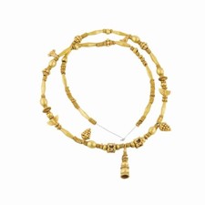 Ancient Burmese Pyu Antique Gold Unique Charms Beads Necklace [19in, 37gram]