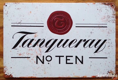 TANQUERAY No. 10 GIN Vintage Metall Wandschild Retro Pub Bar Mancave Tonic Ten