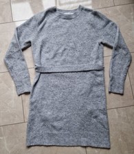 Primark Strick Kleid Strickkleid mit Gürtel Langarm Gr. 34 36 Grau Guter Zustand