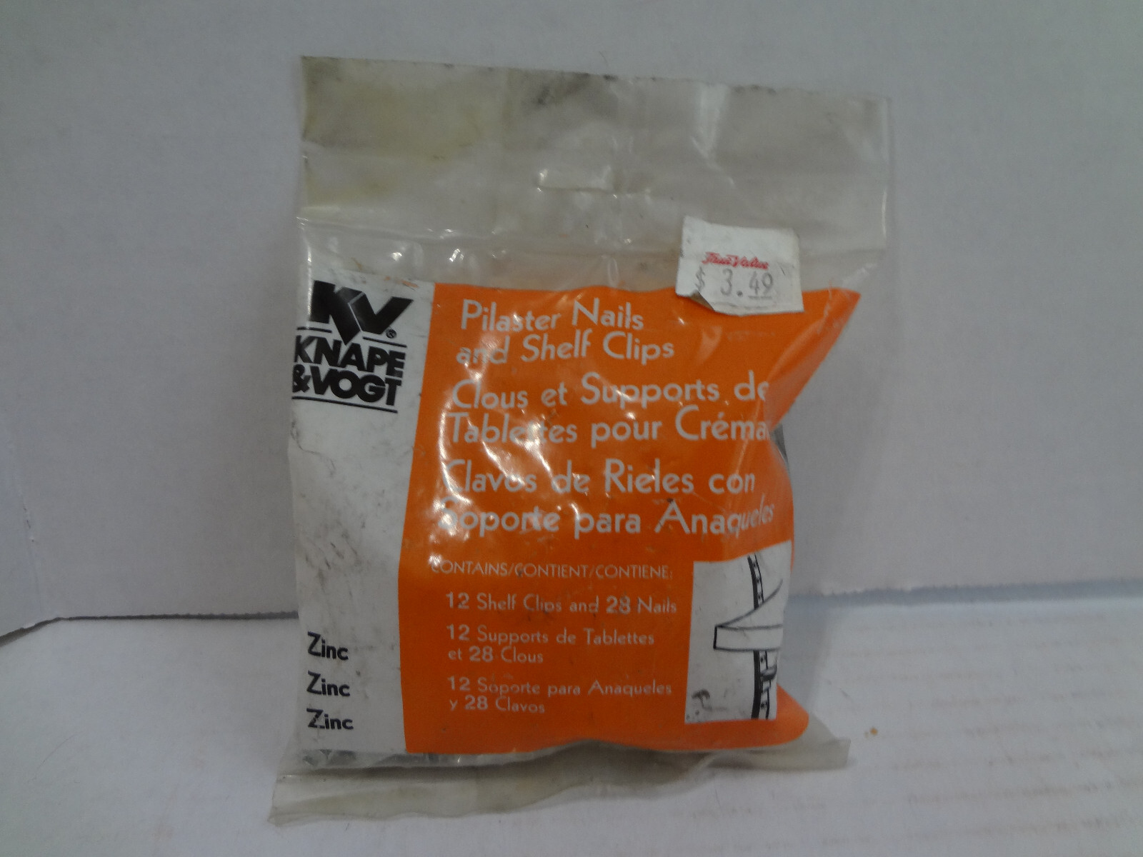 KV Knape & Vogt Pilaster Nails and Shelf Clips Zinc (Qty 12) eBay