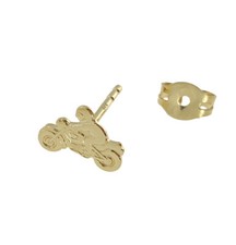 1 Stück Echt Gold 585 (14 Kt) Männer Single Ohrstecker Motorrad Fahrer Biker Neu