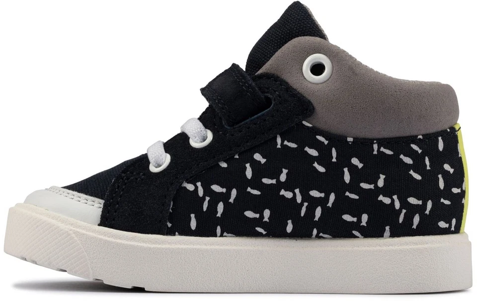 NUEVAS EN CAJA Clarks Niño Pequeño CITY POP Marina Combinado Botas de Gamuza/Lona Foto 4 de 4