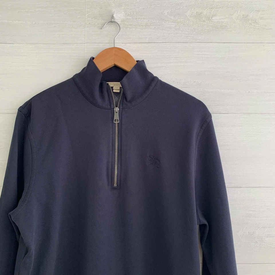 Burberry Brit - Navy blue Pima Cotton 1/2 zip pullover sweater, L - Image 2 of 4