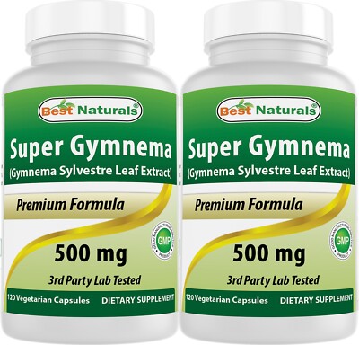 2 Pack Best Naturals Super Gymnema Sylvestre 500 mg 120 Vegetarian Capsules