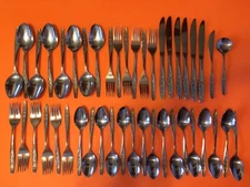 Ekco Eterna flatware stainless vintage Rose Cotillion pattern 44 pc set EUC